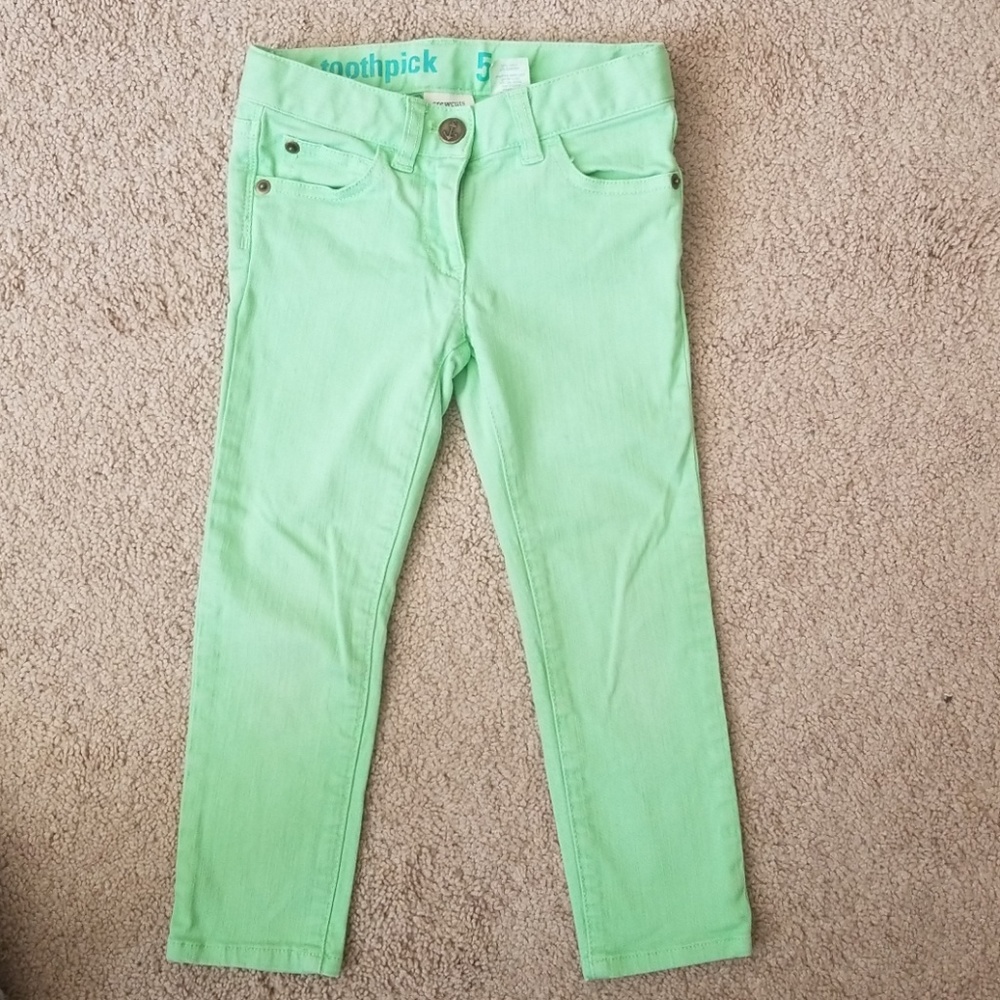 Mint green toothpick jeans